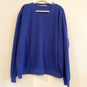 Cutter Buck Mens V Neck Pullover Sweatshirt Royal Blue XXL Long‎ Sleeve